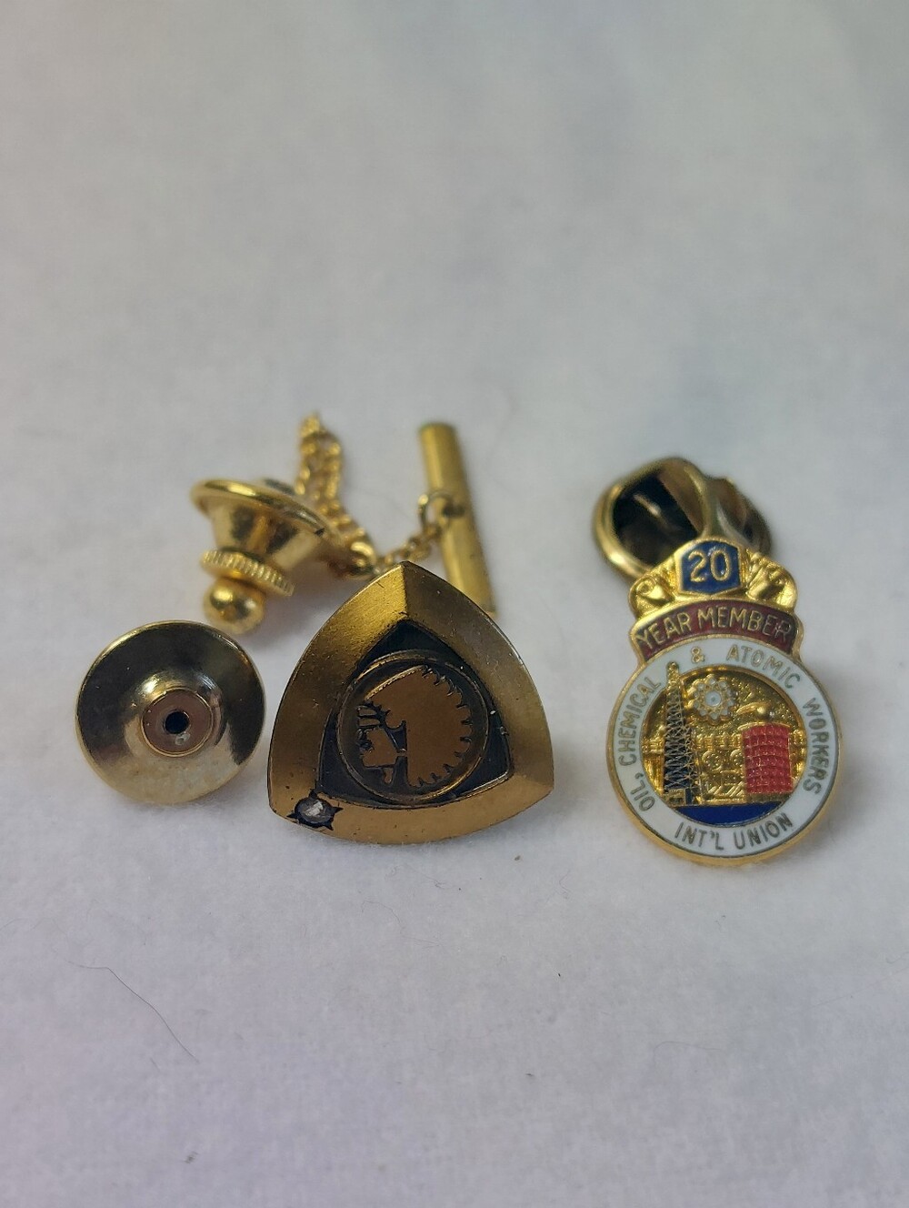 VTG Labor & Insurance Pin Lot OCAW Union Pin & Mutual Diamond, Estate Jewelry